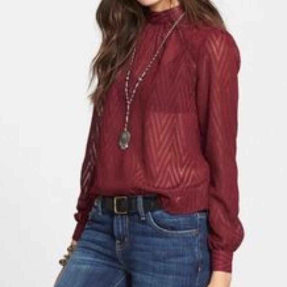 Free People sheer Burgundy size small
